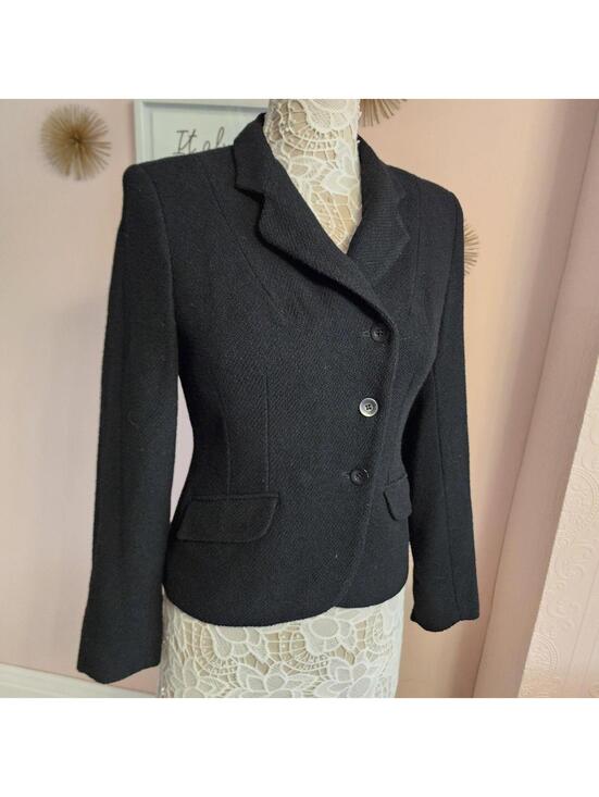 Jigsaw Jackets & Blazers - Vintage Jigsaw England Textured Black Blazer Jacket Women's Size 10 EUC